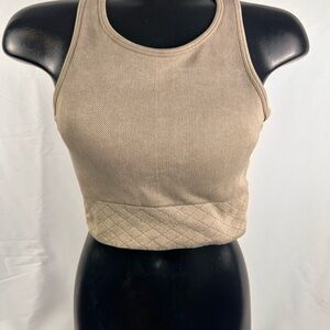 Mono B Beige Ribbed Top